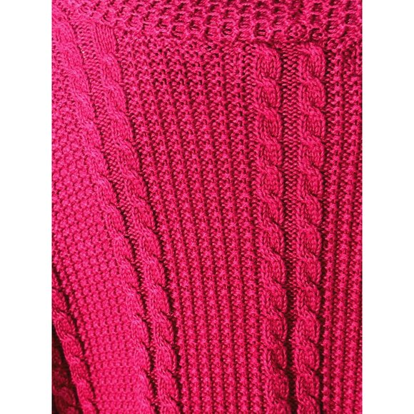 Jeanne Pierre Woman 2X Red Cotton Cable Knit Sweater Shawl Collar Cozy Citycore - Picture 7 of 10